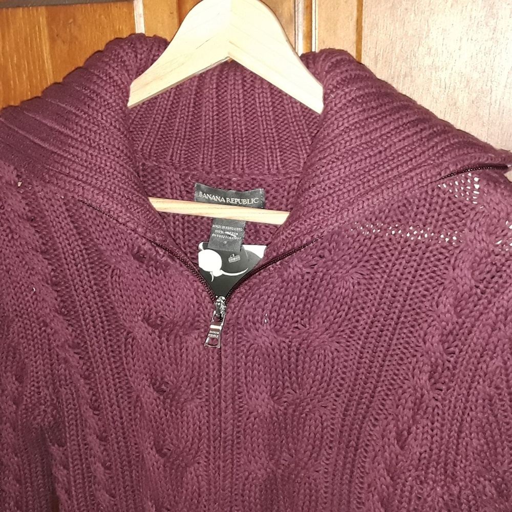 Banana Republic Zip Sweater Burgundy S - Picture 6 of 6